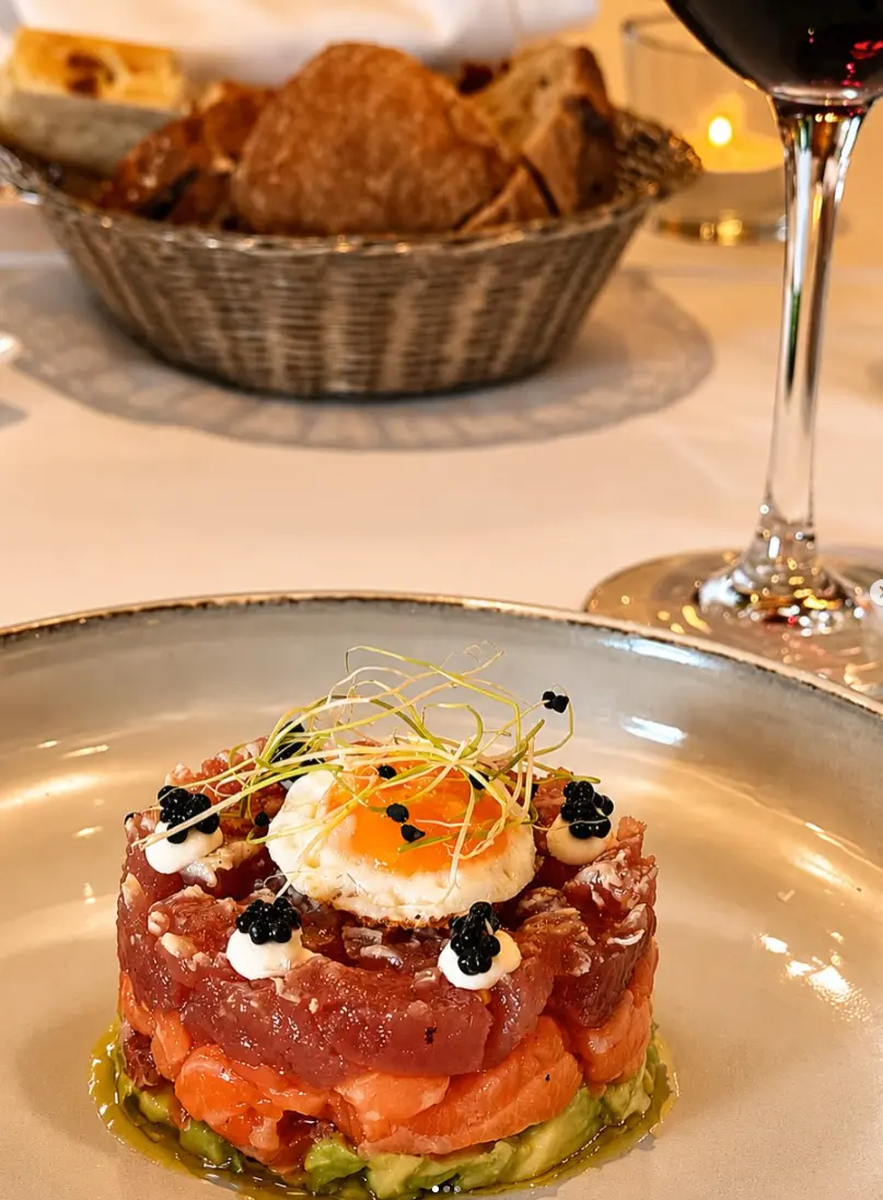 Tuna, salmon and avocado tartare duo